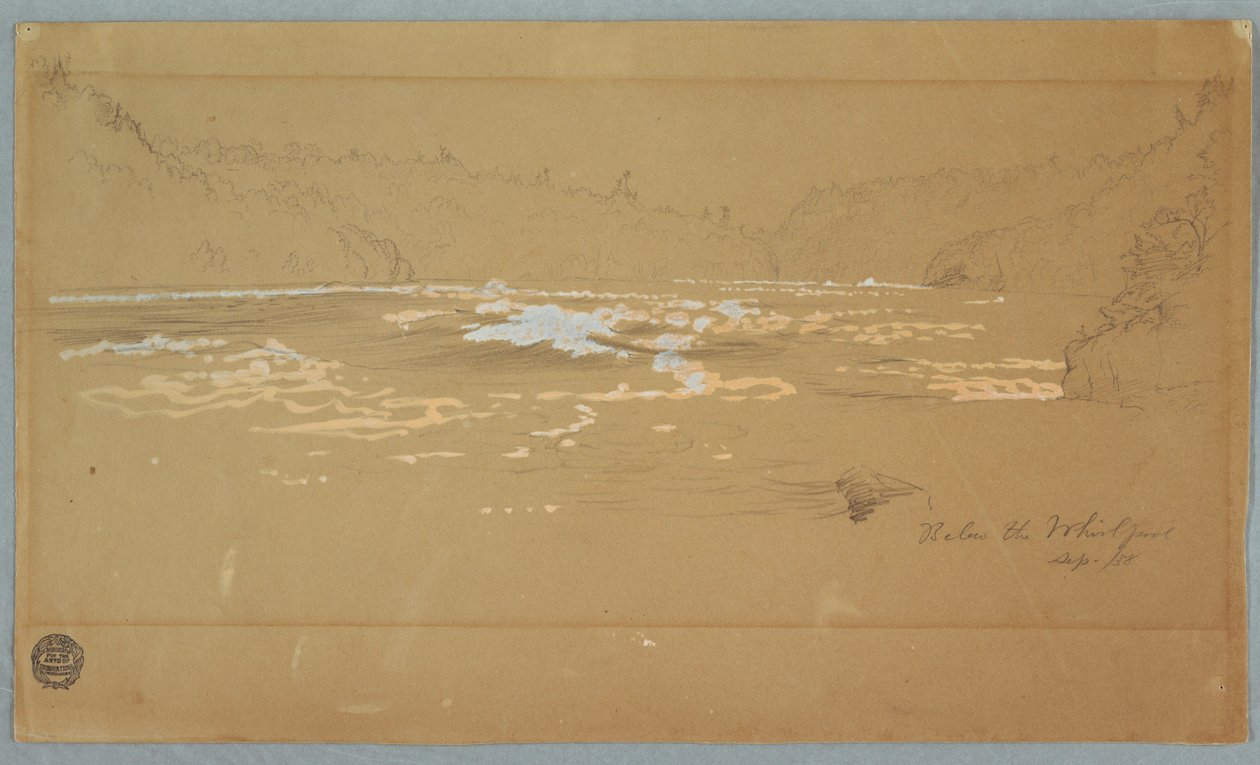Rajz, A folyó "Az örvény alatt", 1858 szeptembere alkotó: Frederic Edwin Church