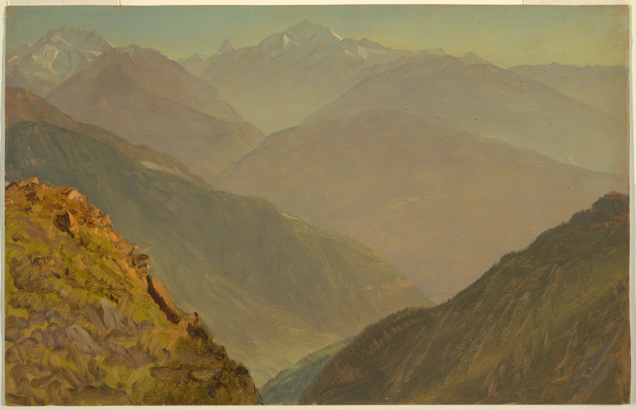Rajz, A Watzmann és Goell, Berchtesgeden közelében, 1868 alkotó: Frederic Edwin Church