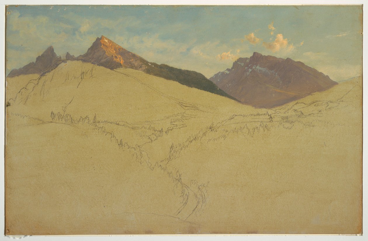 Rajz, A Watzmann, Berchtesgaden közelében, Bajorország, 1868. június alkotó: Frederic Edwin Church
