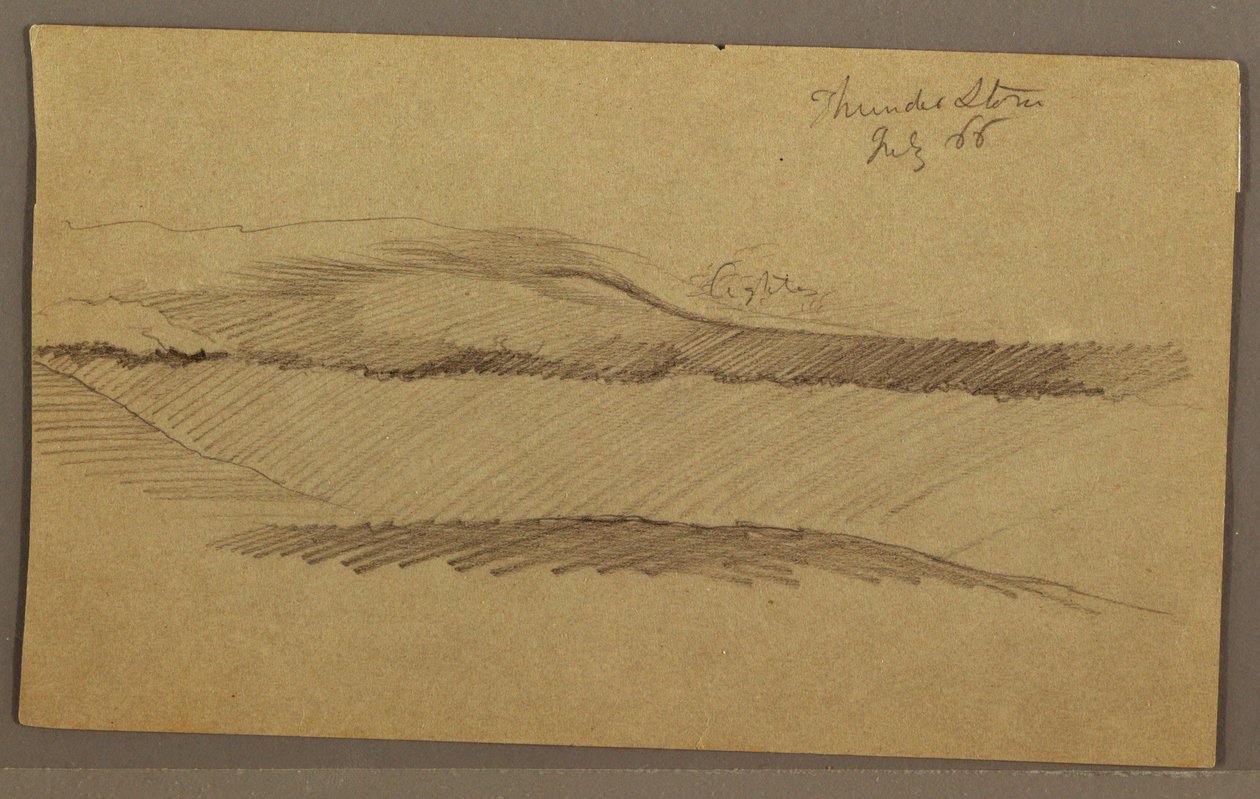 Rajz, Zivatar a hegygerinc felett, 1866. július alkotó: Frederic Edwin Church