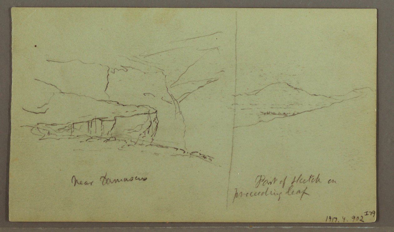Rajz, Dombsír, három minaret, 1868. május 1. alkotó: Frederic Edwin Church