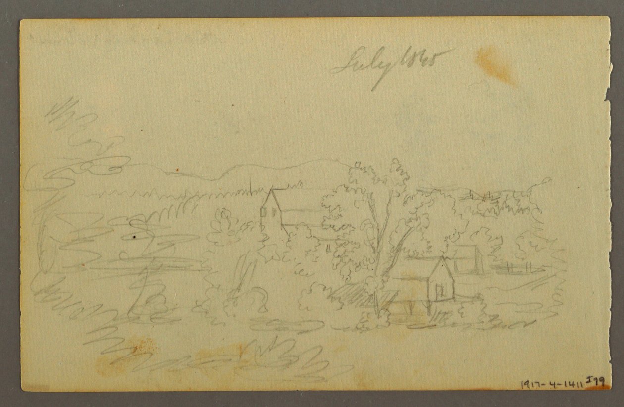 Rajz, Fák, tehén, 1844 alkotó: Frederic Edwin Church