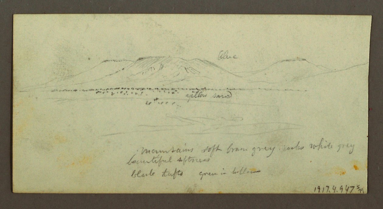 Rajz, Két figura és két teve tábortűznél, figura és teve tanulmányok, valószínűleg 1868 alkotó: Frederic Edwin Church