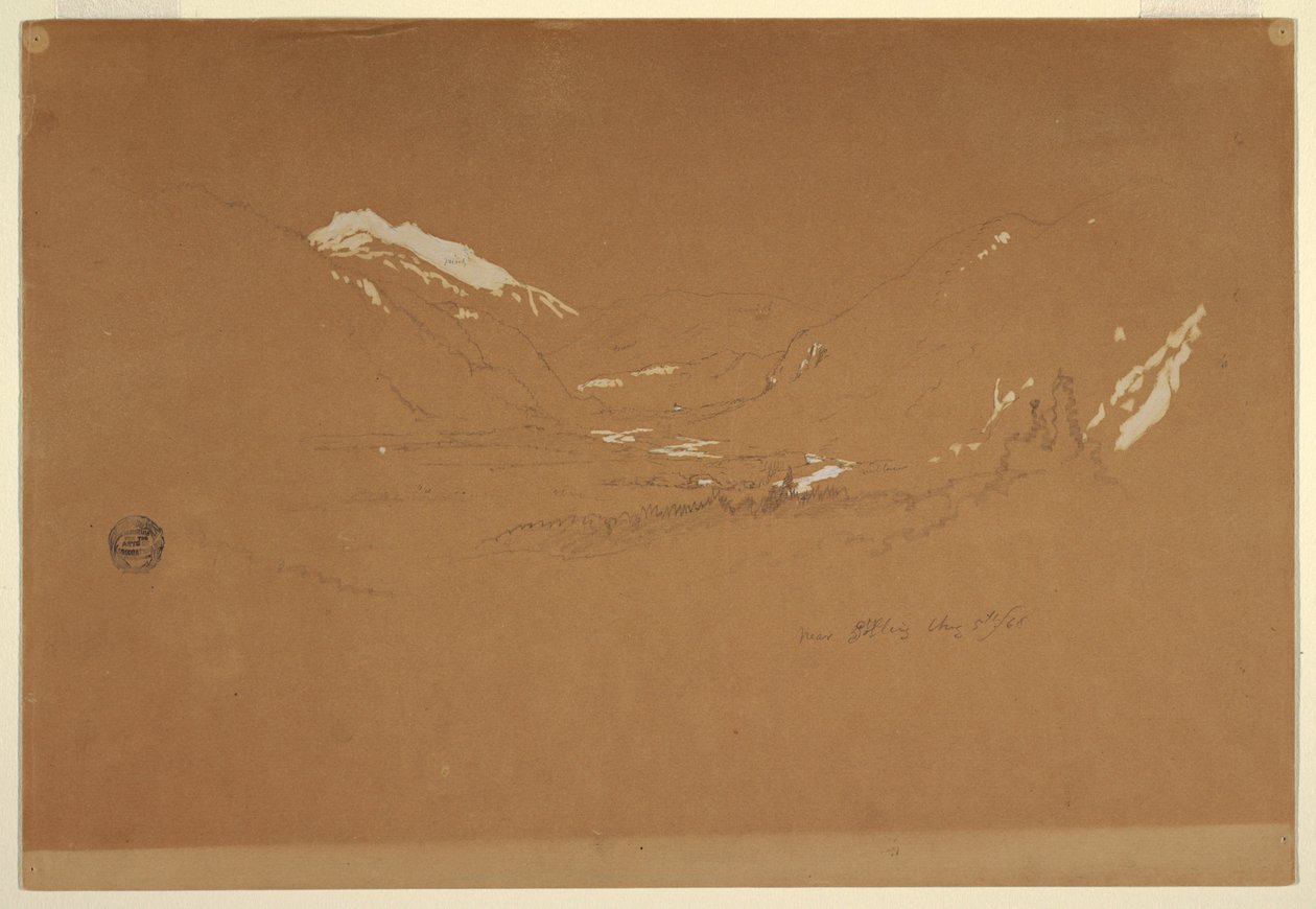 Rajz, völgy "Golling mellett", Ausztria, 1868. augusztus 5. alkotó: Frederic Edwin Church