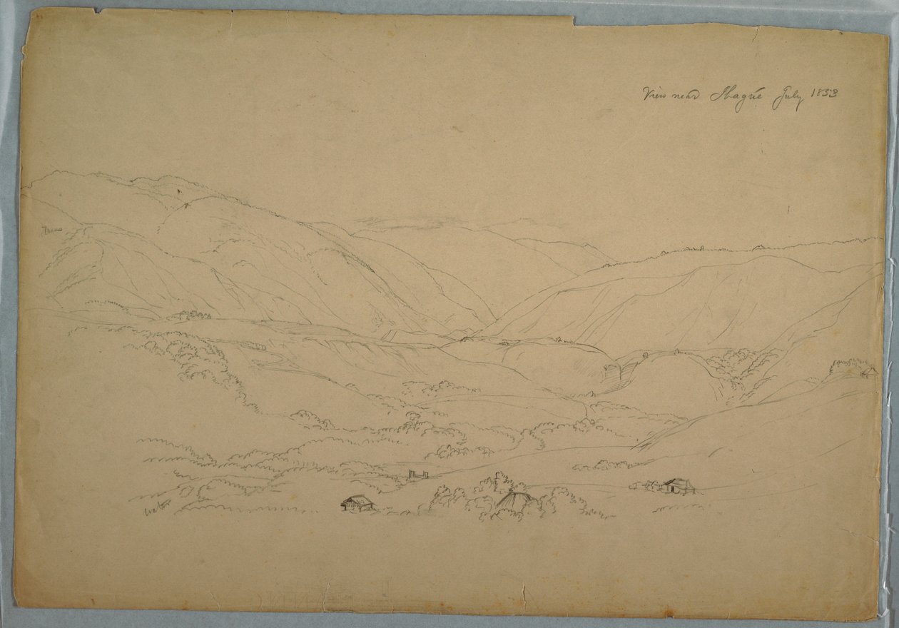 Rajz, Ibagué melletti völgy, Kolumbia, 1853. július alkotó: Frederic Edwin Church