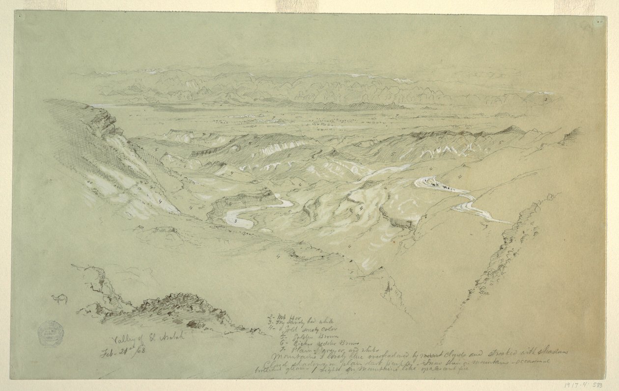 Rajz, El Arabah völgye, 1868. február 21. alkotó: Frederic Edwin Church