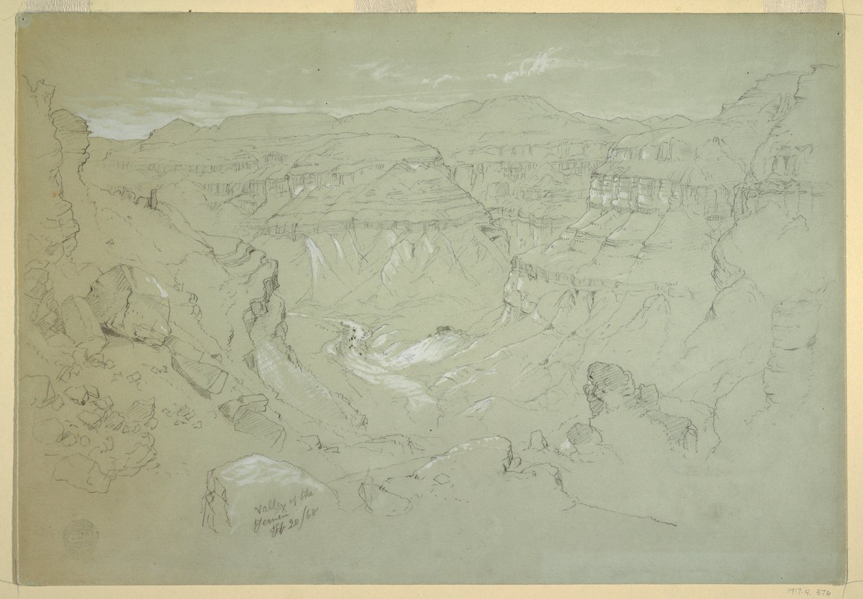 Rajz, El Jemen völgye, 1868. február 20. alkotó: Frederic Edwin Church