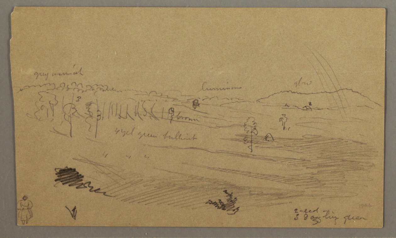 Rajz, Völgy, szivárvány, valószínűleg 1865-66 alkotó: Frederic Edwin Church