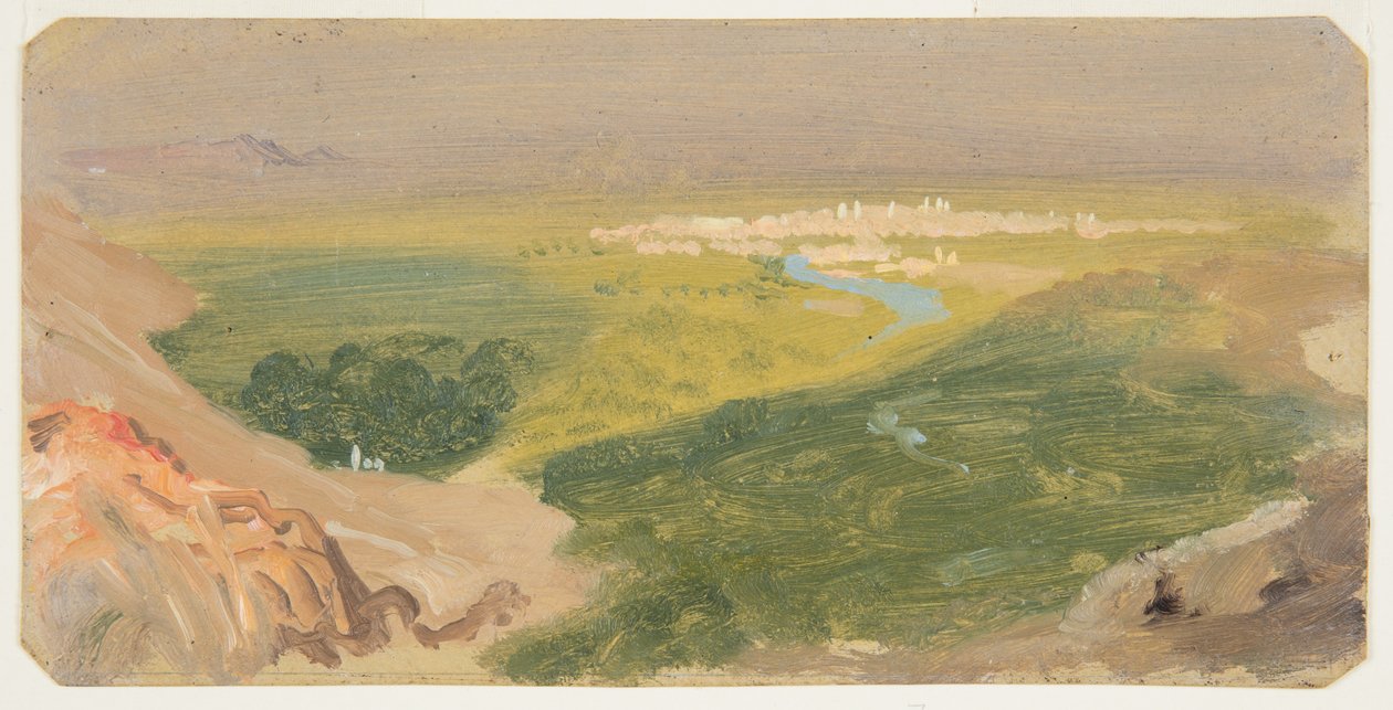 Rajz, Látkép Damaszkusz felé, Szíria, 1868. április 24-május 16. alkotó: Frederic Edwin Church