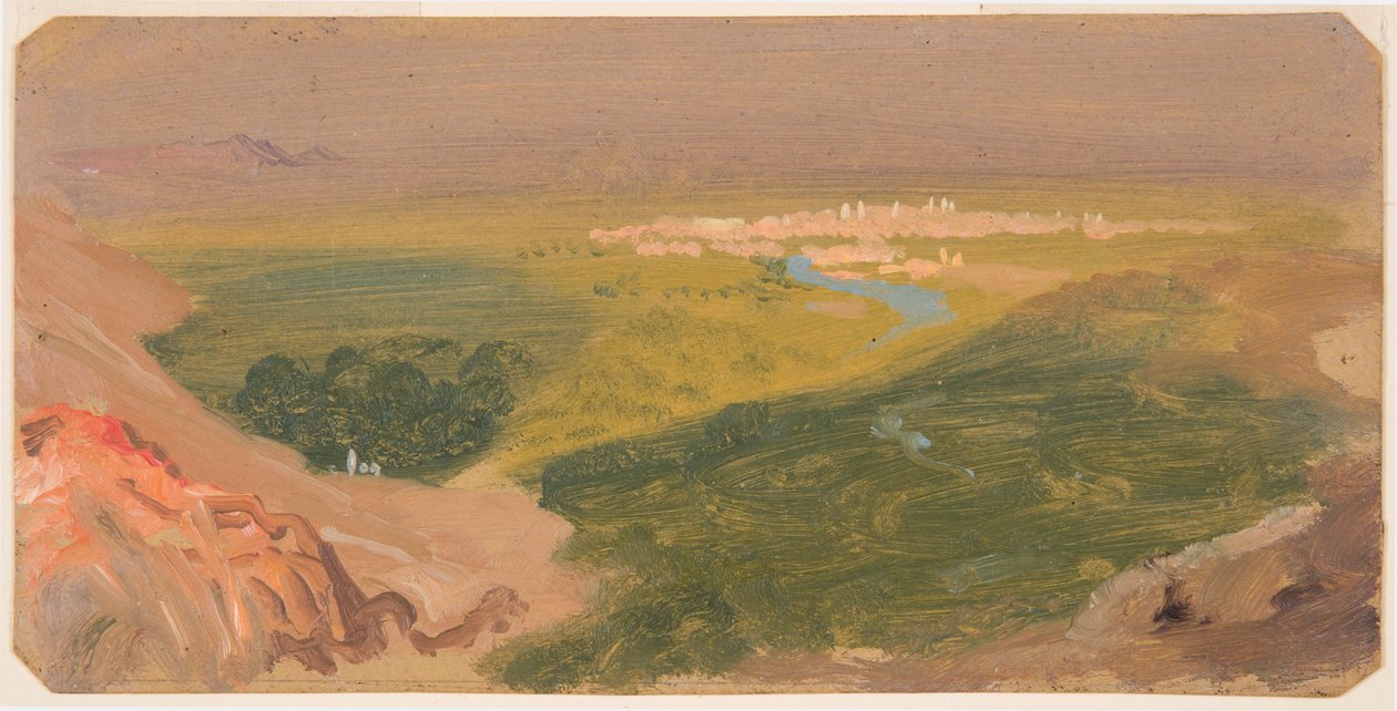 Rajz, Látkép Damaszkusz felé, Szíria, 1868. április 24-május 16. alkotó: Frederic Edwin Church