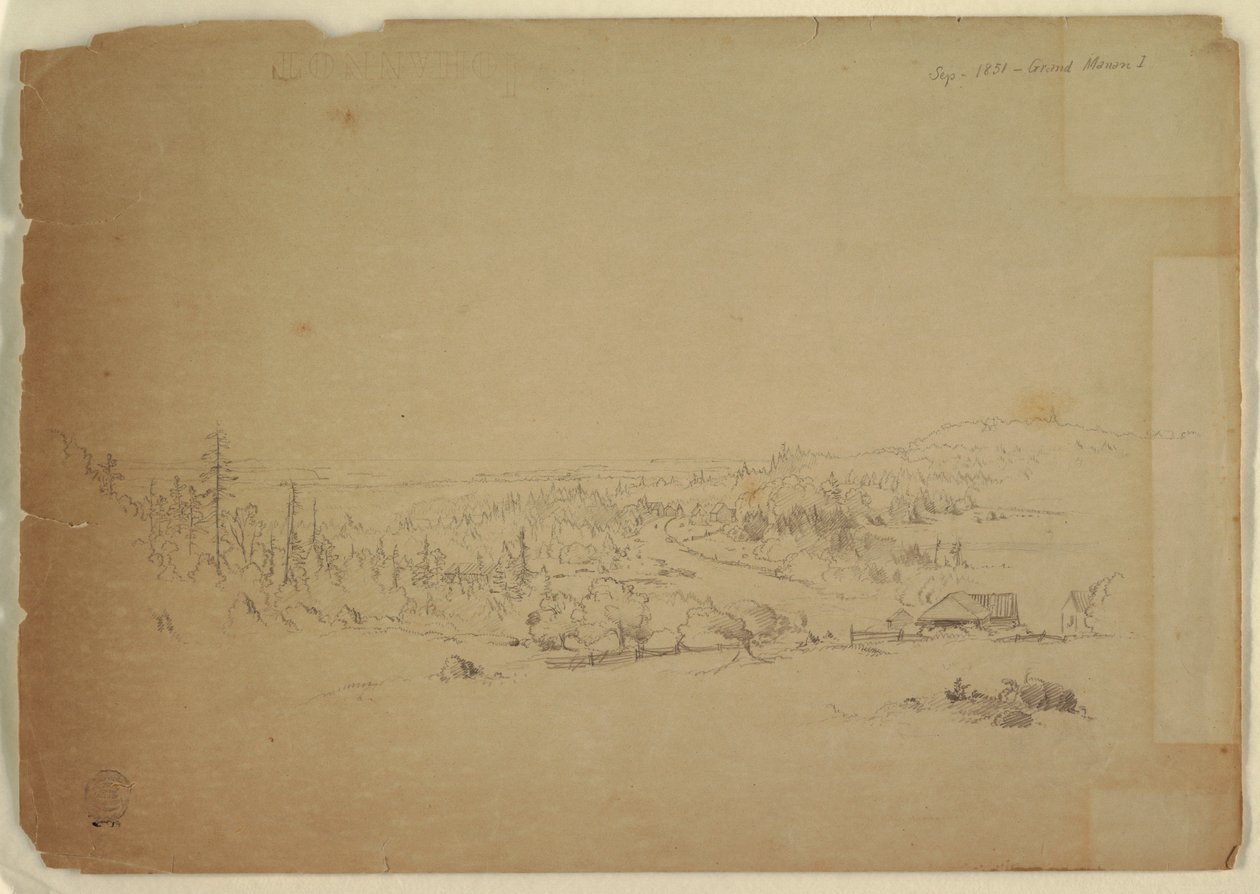 Rajz, Kilátás a kanadai Grand Manan-szigetről a tengerre, 1851 szeptembere alkotó: Frederic Edwin Church