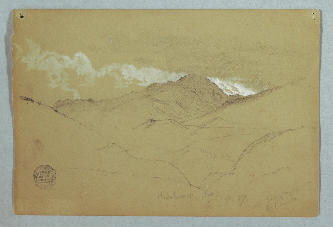 Rajz, Kilátás a Chimborazo hegy keleti oldaláról, Ecuador, 1857. június 3. alkotó: Frederic Edwin Church