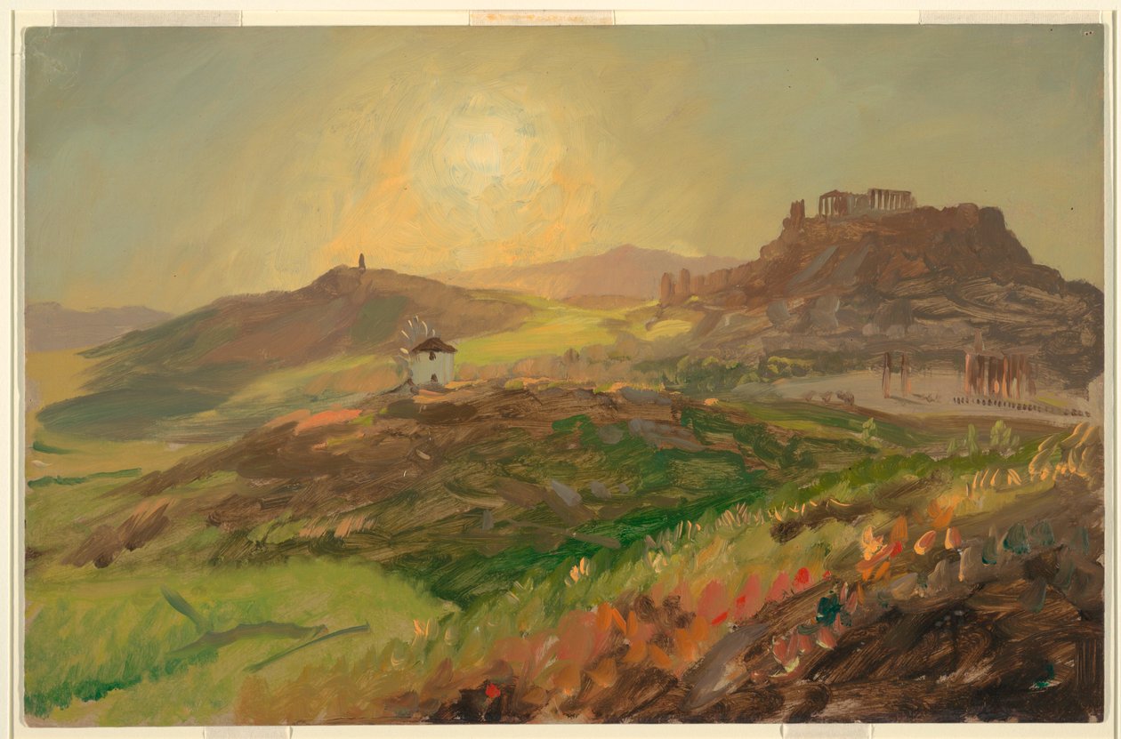 Rajz, Az Akropolisz látképe, Athén, 1869. április alkotó: Frederic Edwin Church