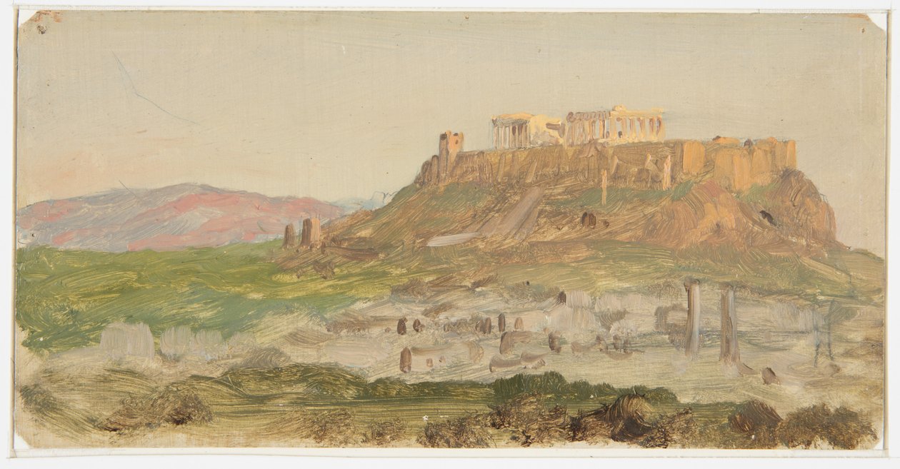 Rajz, Az Akropolisz látképe délről, Athén, 1869. április alkotó: Frederic Edwin Church