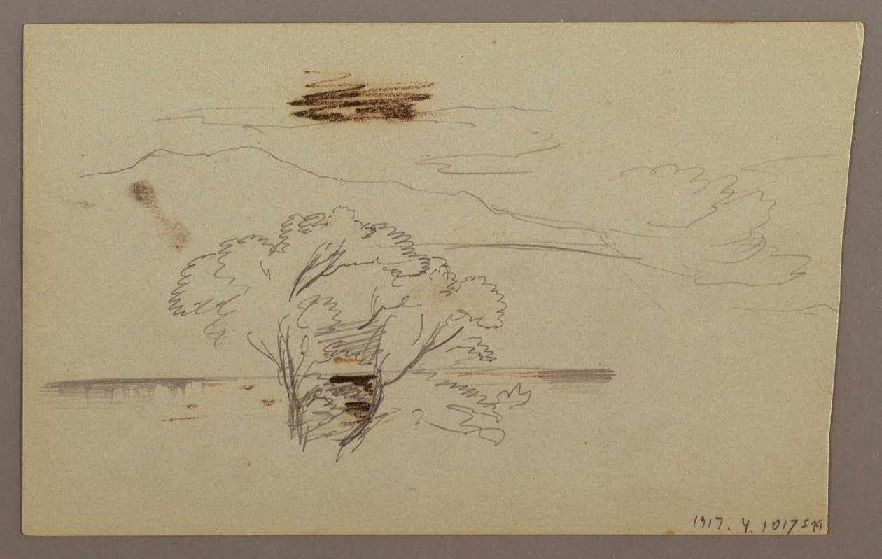 Rajz, Erdős lejtő, Hegyvidék, 1863 alkotó: Frederic Edwin Church