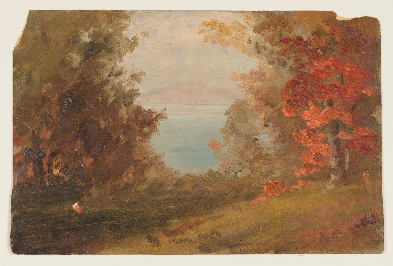 Rajz, Őszi erdei tájkép (Hudson, New York vagy Maine), 1860-70 alkotó: Frederic Edwin Church