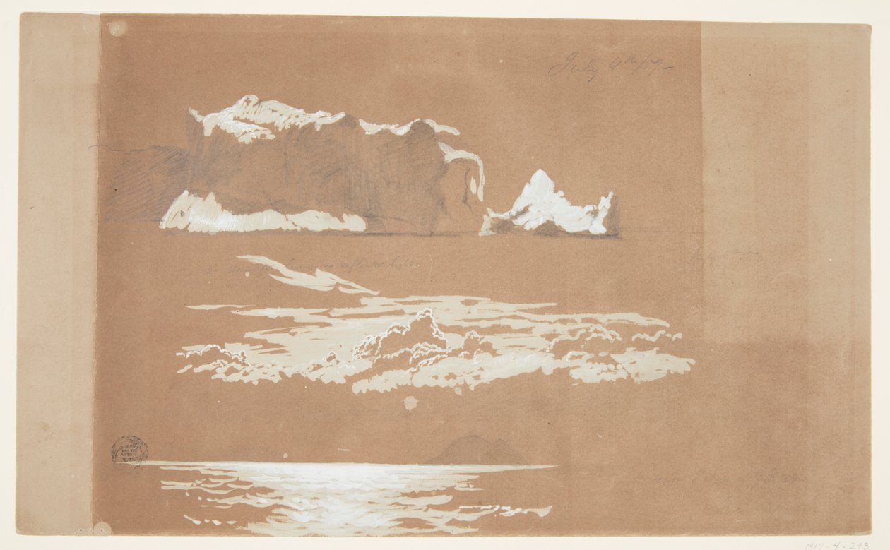 Jéghegyek a St. John-fok közelében és a Gull Island, Newfoundland alkotó: Frederic Edwin Church