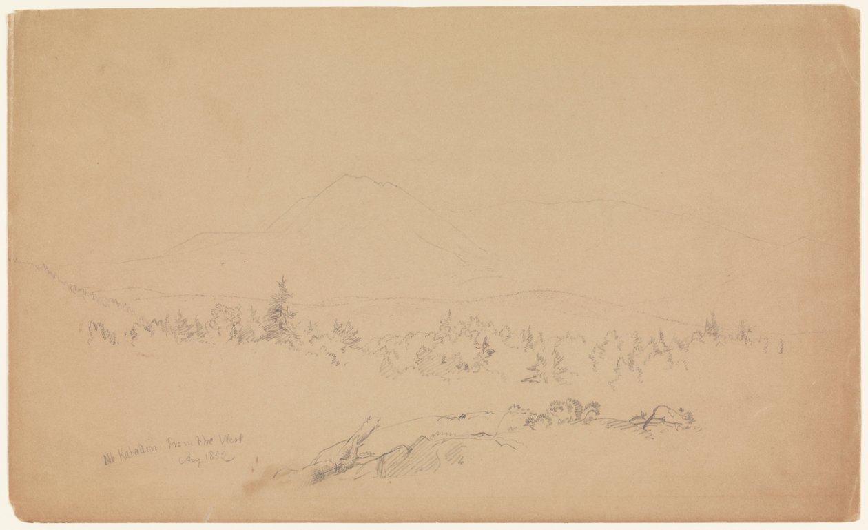 "Mount Katahdin nyugatról" [Nyugatról a Mount Katahdin felé nézve] alkotó: Frederic Edwin Church