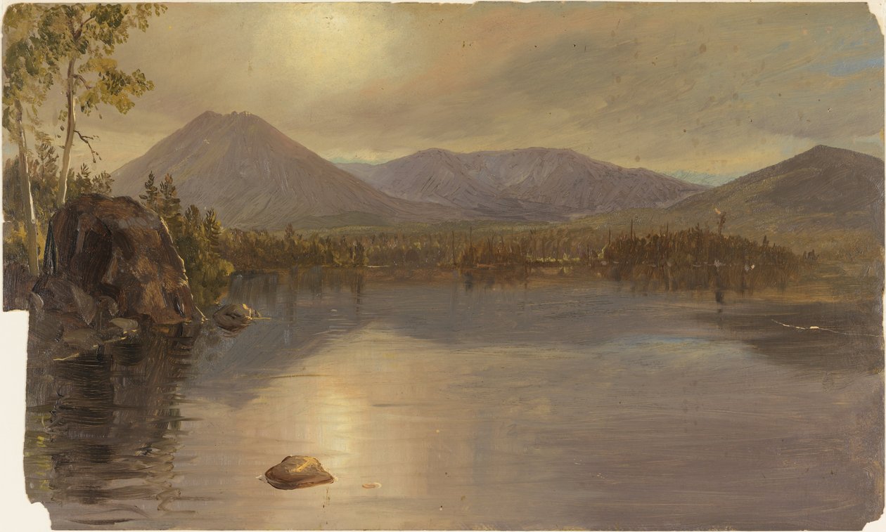 A Katahdin és a Turner hegyek a Katahdin-tóról, Maine államban alkotó: Frederic Edwin Church
