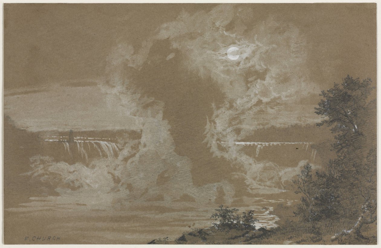 Niagara-vízesés holdfényben alkotó: Frederic Edwin Church