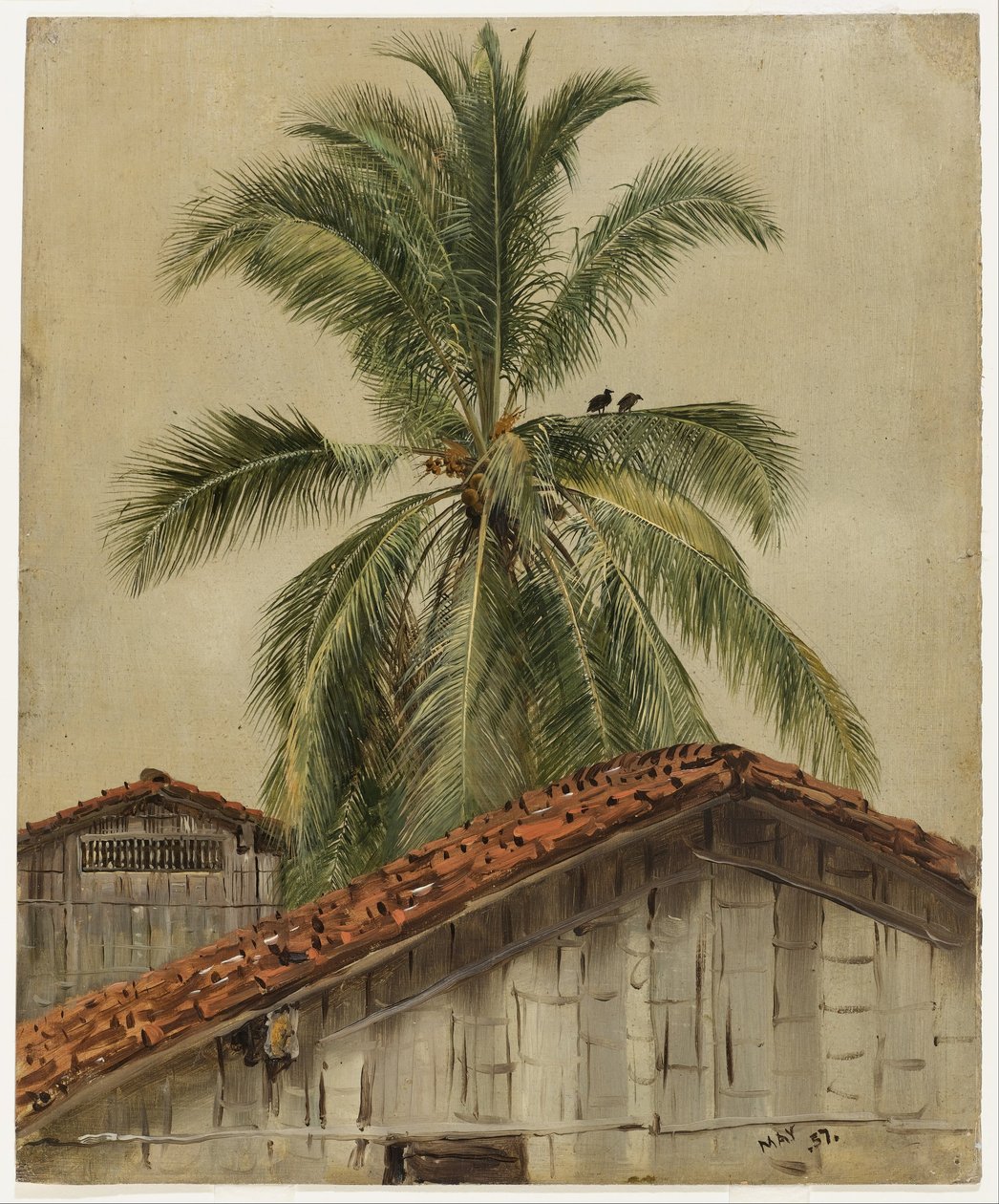 Pálmafák és háztetők, Ecuador alkotó: Frederic Edwin Church