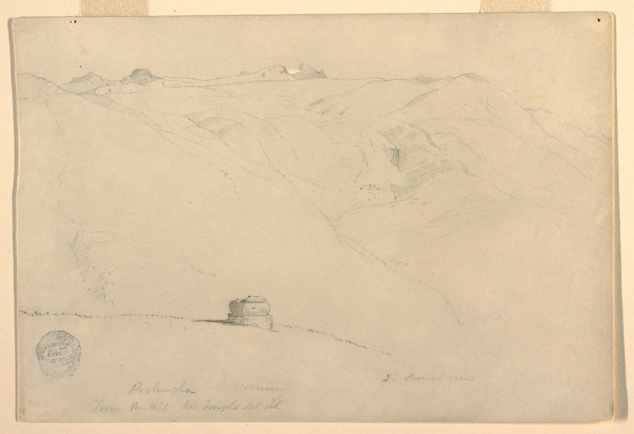 Pichincha, Reggel, a Nap templomából, Quito, Ecuador, 1857. június alkotó: Frederic Edwin Church