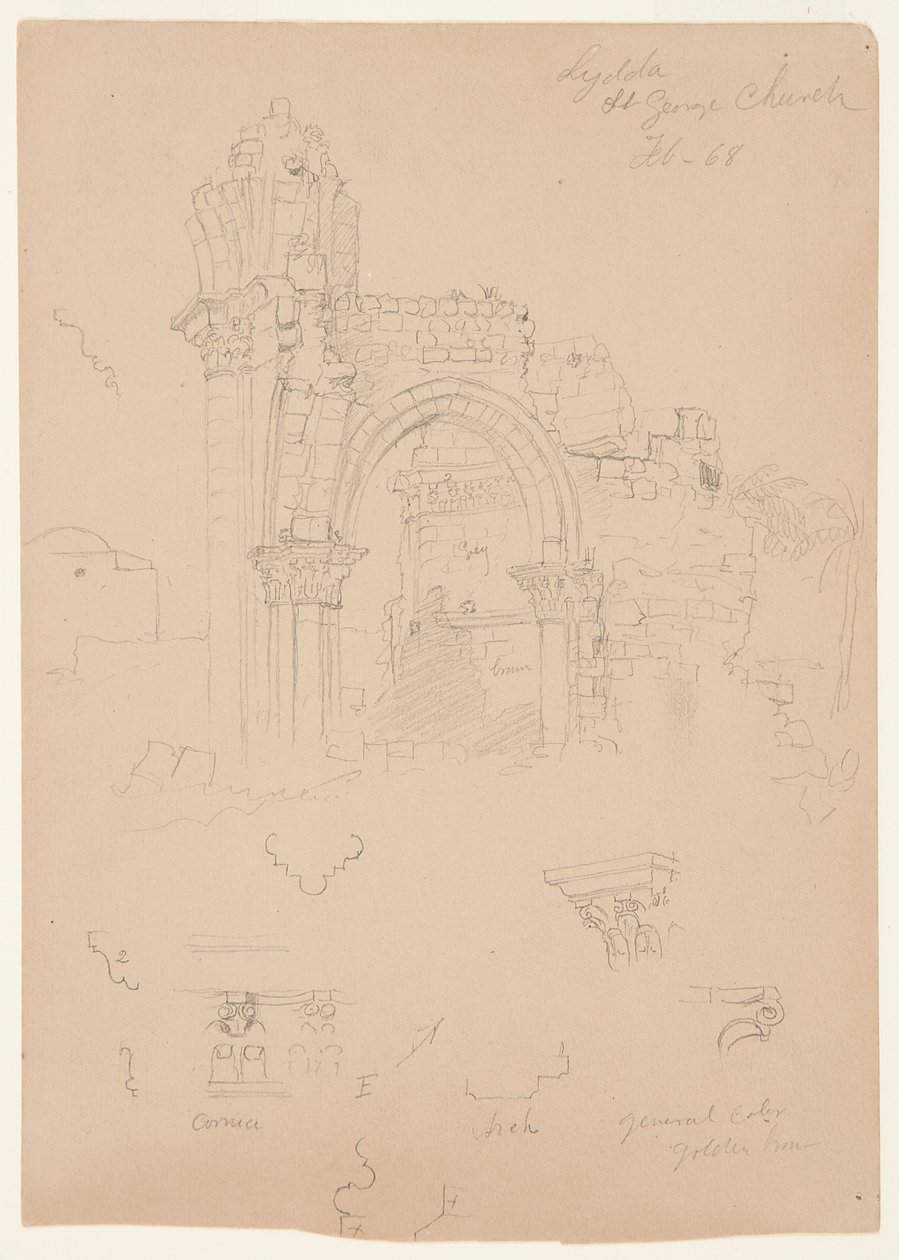 A Szent György-templom romjai, Lydda [jelenlegi Lod] alkotó: Frederic Edwin Church