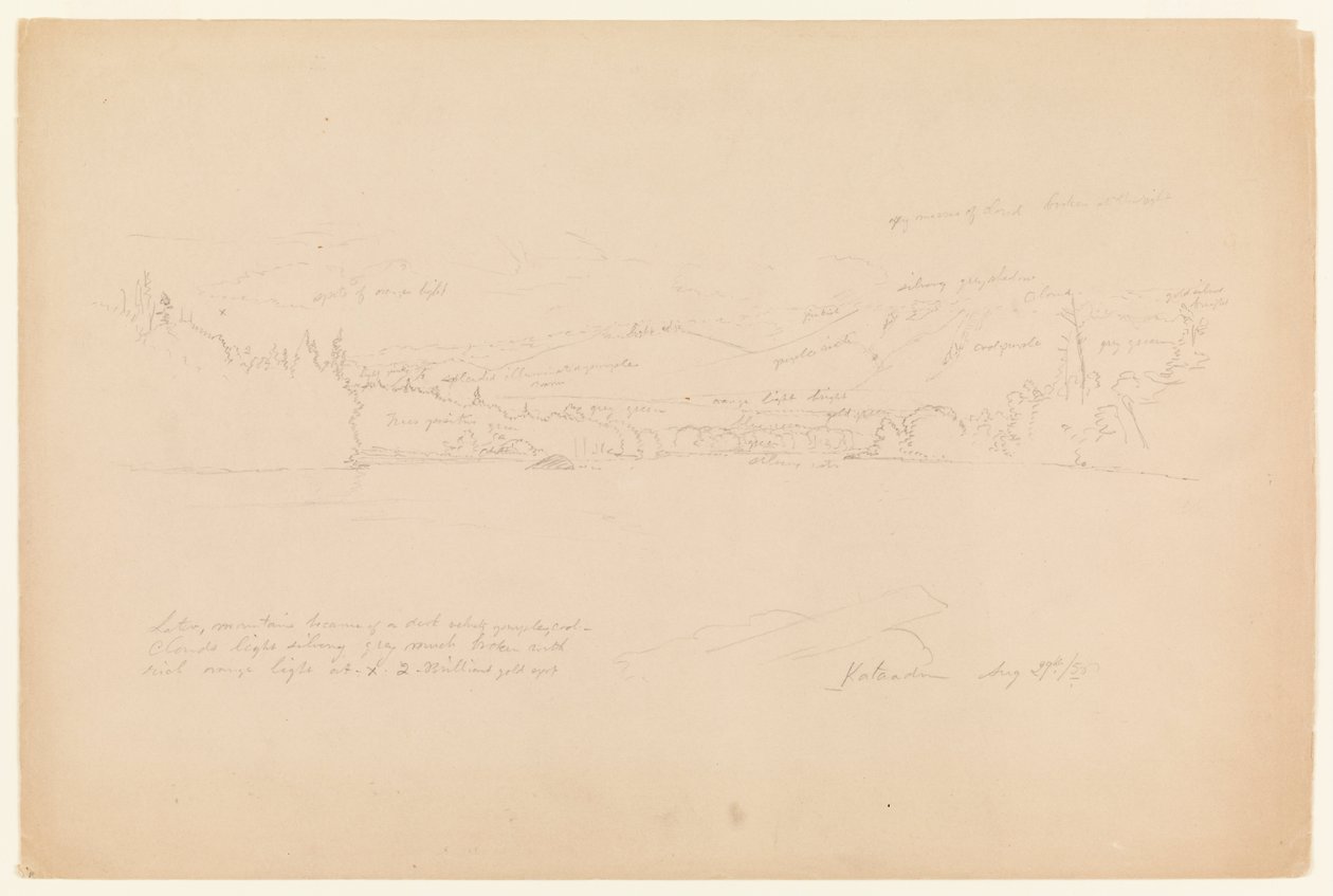 A tó partja és a Katahdin-hegy lábai alkotó: Frederic Edwin Church