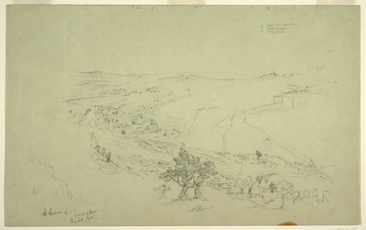 Siloam és Jeruzsálem, a falak délkeleti sarka az Olajfák hegyéről nézve [Jeruzsálem és Silwan, Kelet-Jeruzsálem, Izrael] alkotó: Frederic Edwin Church