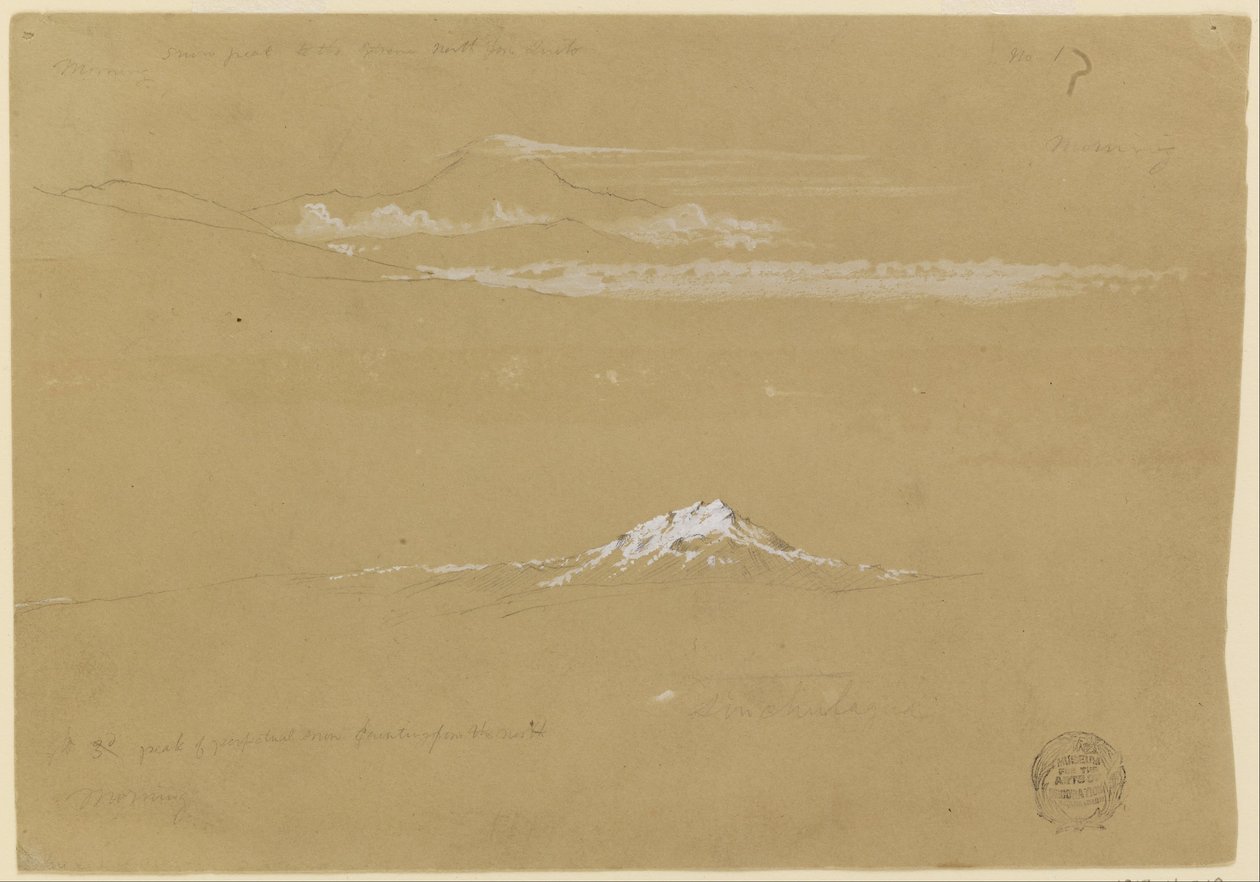 Sincholagua, reggel, a Nap Templomából, Quito alkotó: Frederic Edwin Church
