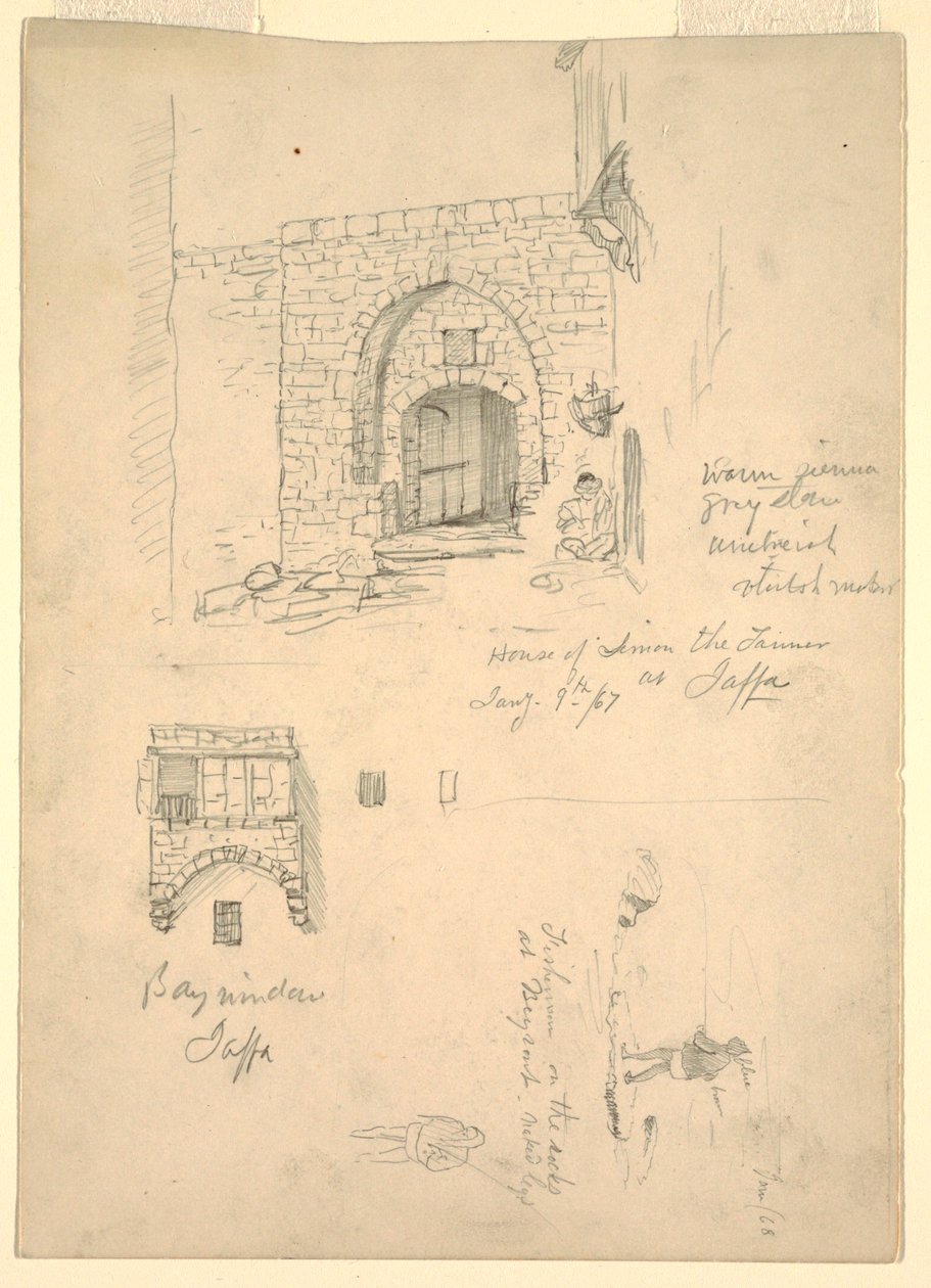 Vázlatok a Palesztina (Tel-Aviv, Izrael) Semon-házról, a Jaffa-házról és a szíriai Bejrúti sziklákon [Bejrút, Libanon] alkotó: Frederic Edwin Church