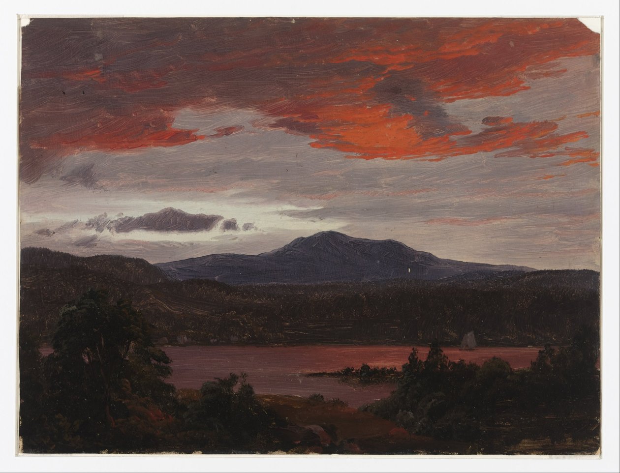 Turner Pond a Pomola Peakkel és a Baxter Peakkel, Maine. alkotó: Frederic Edwin Church