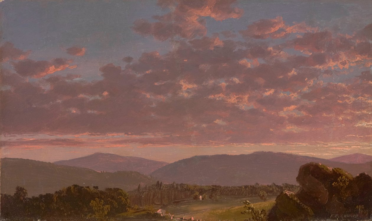 Alkonyat a Catskills-hegységben 1849 (Olaj, farostlemez) alkotó: Frederic Edwin Church