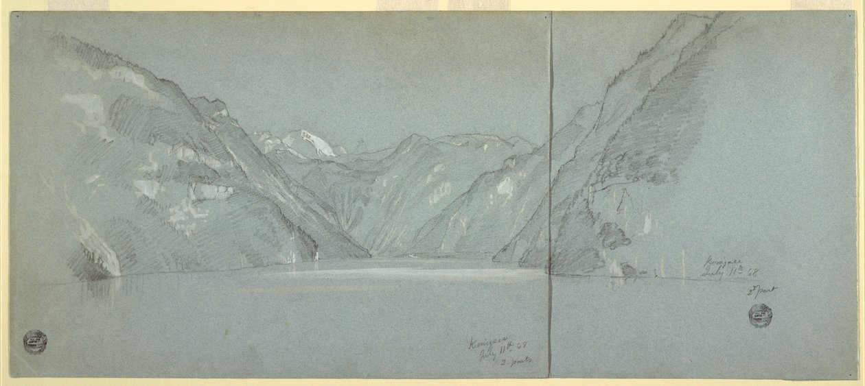 Kilátás a Konigssee-tóra a Falkensteinnel, Berchtesgaden közelében, Bajorország, Németország, 2. rész alkotó: Frederic Edwin Church