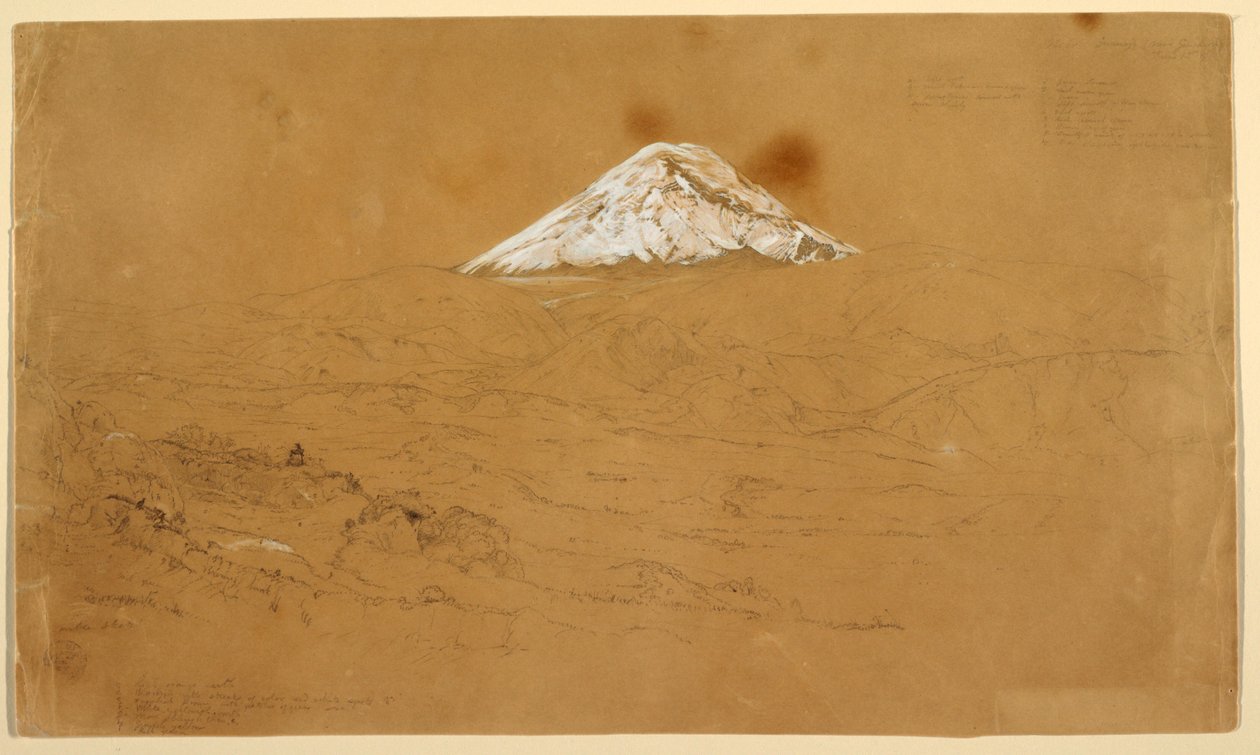 Kilátás a hóval borított Chimborazo-hegyre Guanojo és Guaranda közelében, Ecuadorban alkotó: Frederic Edwin Church