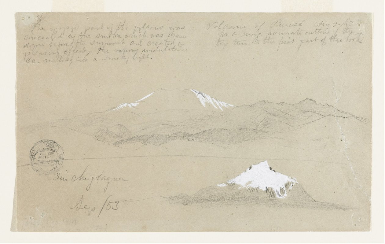 Kilátás a kolumbiai Puresé vulkánra és a Sincholagua hegyre, Ecuador alkotó: Frederic Edwin Church