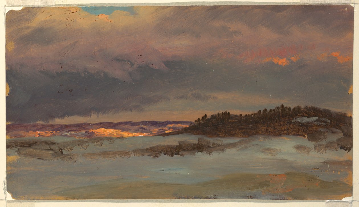 Téli táj Blue Hill naplementében, Hudson, New York állam alkotó: Frederic Edwin Church