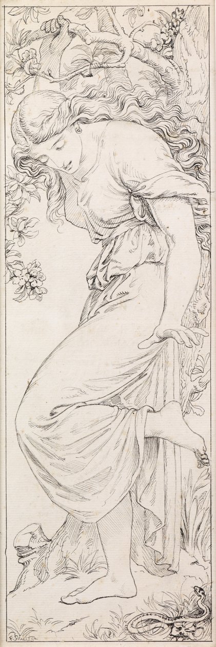 Az álnok mérges nyelv” a Mennybemenetel kápolnájához (toll és tinta) alkotó: Frederic James Shields