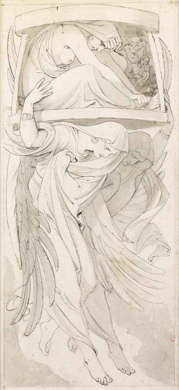 Gonoszság a mennybemenetel kápolnájához (toll, tinta és mosás) alkotó: Frederic James Shields