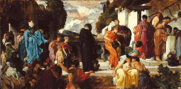 Tanulmány a „Captive Andromache”-hoz, 1886 körül (olaj a panelen) (lásd: 62955) alkotó: Frederic Leighton