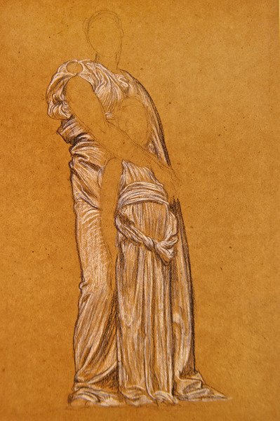Tanulmány a tánchoz (fekete-fehér kréta papíron) alkotó: Frederic Leighton