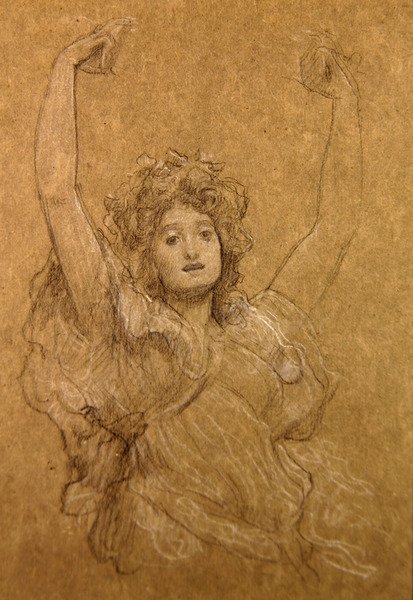 Tanulmány egy táncoló lányról (fekete-fehér kréta papíron) alkotó: Frederic Leighton