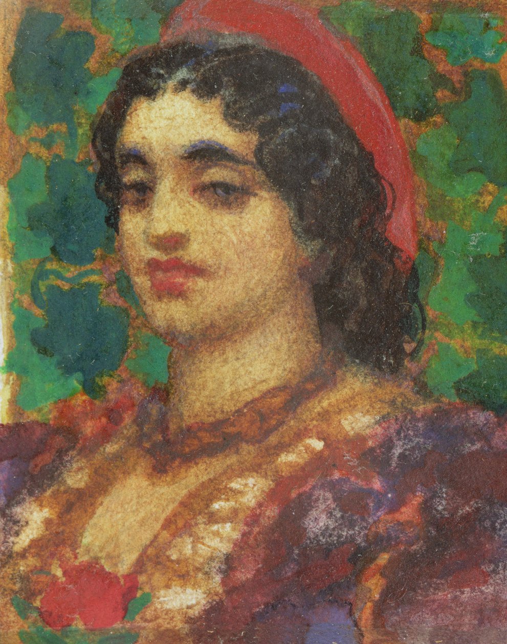 Női fej tanulmányozása (wc és testszín papíron) alkotó: Frederic Leighton