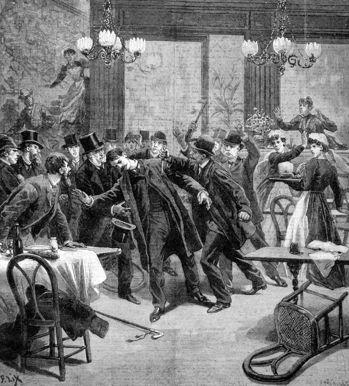 Támadás M Georgewitch, Szerbia minisztere ellen Párizsban 1893 alkotó: Frederic Lix