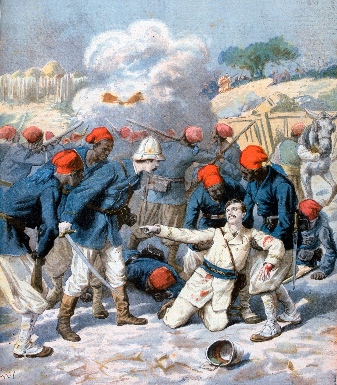Lecerf hadnagy halála, Napai csata, Nigéria, 1894 alkotó: Frederic Lix