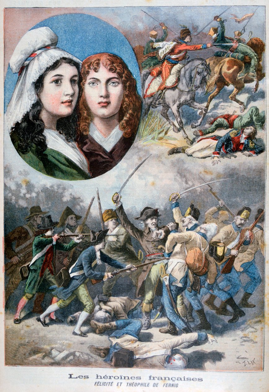Felicite és Theophile de Fernig, francia hősnők, 1792, 1894 alkotó: Frederic Lix