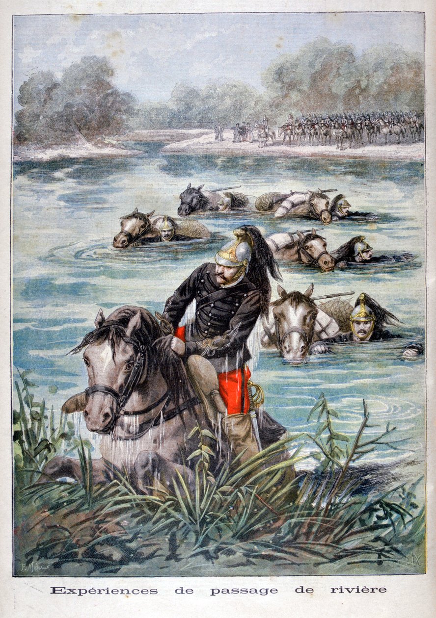 Francia lovasság gázol egy folyón, 1896 alkotó: Frederic Lix