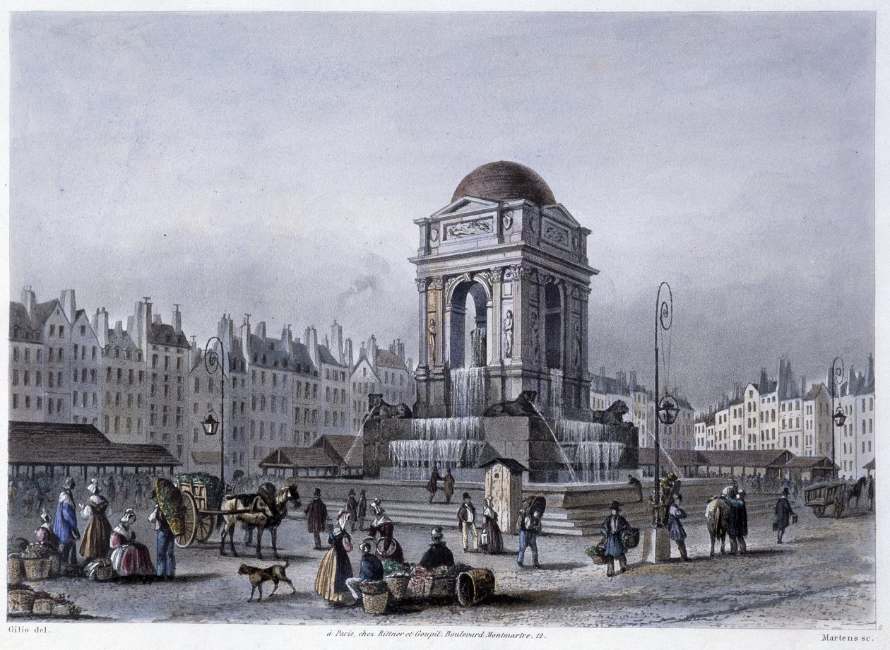 Fontaine des Innocents – Martens „” Paris en 1832-ben”. alkotó: Frederic Martens