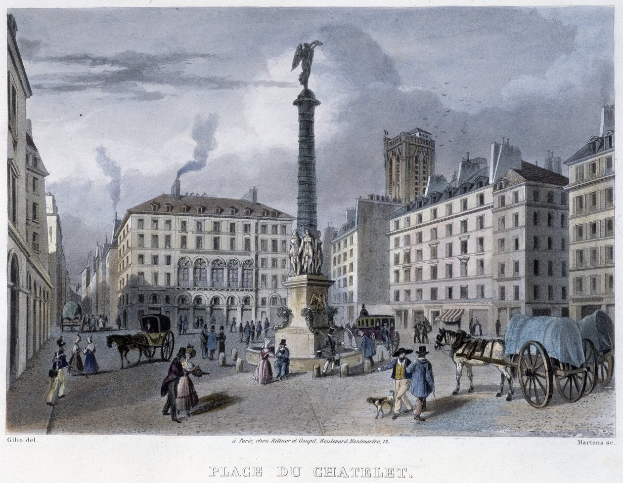 Place du Chatelet – Martens „”Párizsában 1832-ben”. alkotó: Frederic Martens