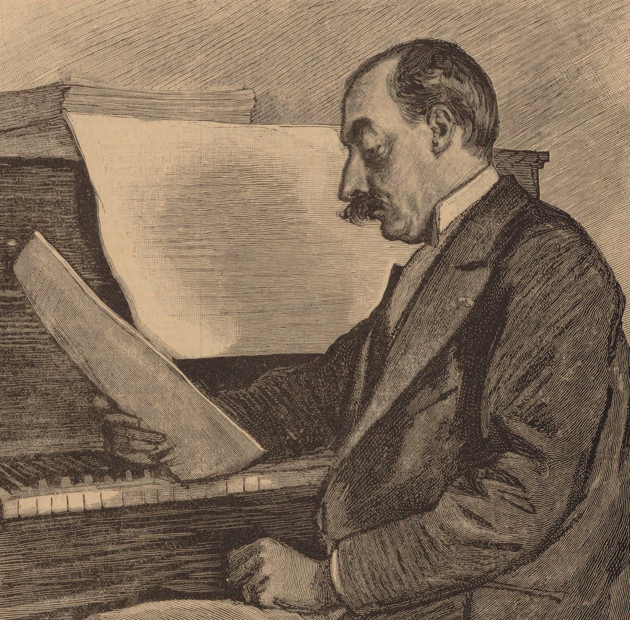 André Messager zongoraművész és zeneszerző portréja 1853-1929, 1891. alkotó: Frederic Regamey